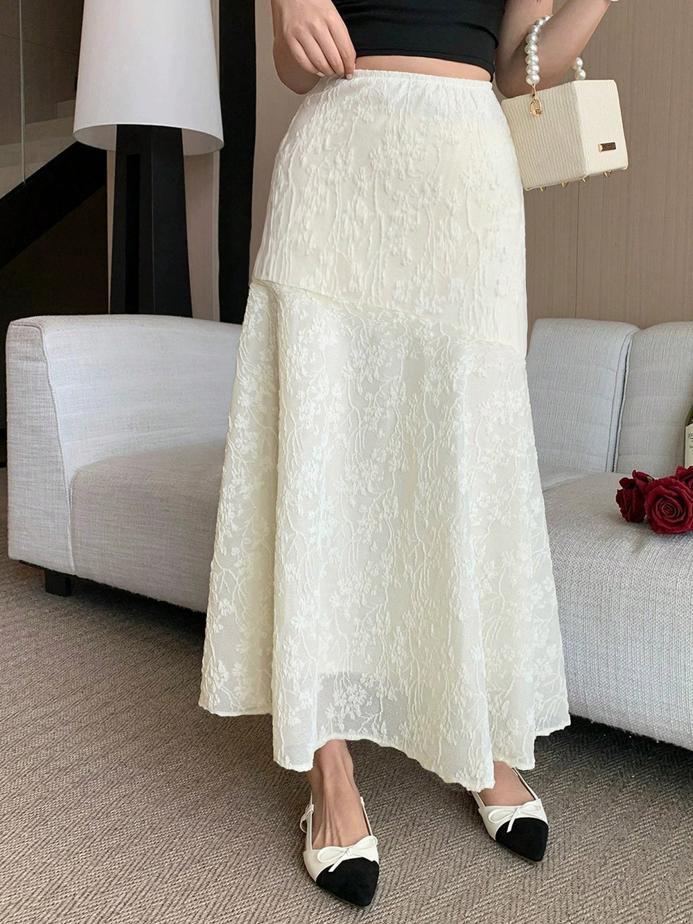Zara Autumn Lace Crochet Slim Fit Skirt - Picture 5 of 6